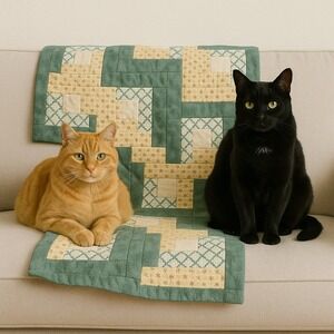 Handmade Quilted Small Lap‎ Blanket Americana Floral  #4011